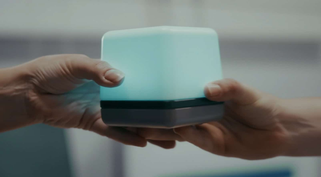A Luma³ is handed from one nurse to another